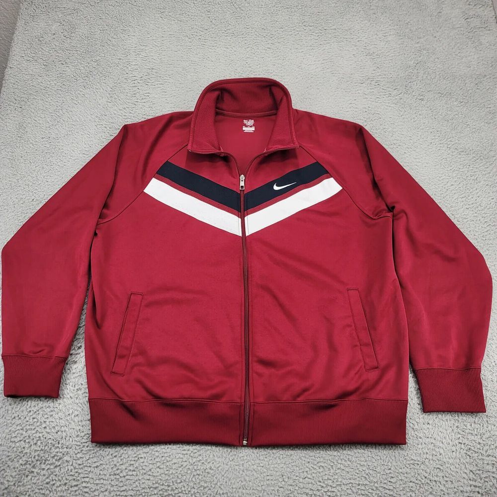 Nike The Athletic Dept Jacket Mens XXL Red Track Warm Up Swoosh Full Zip Active